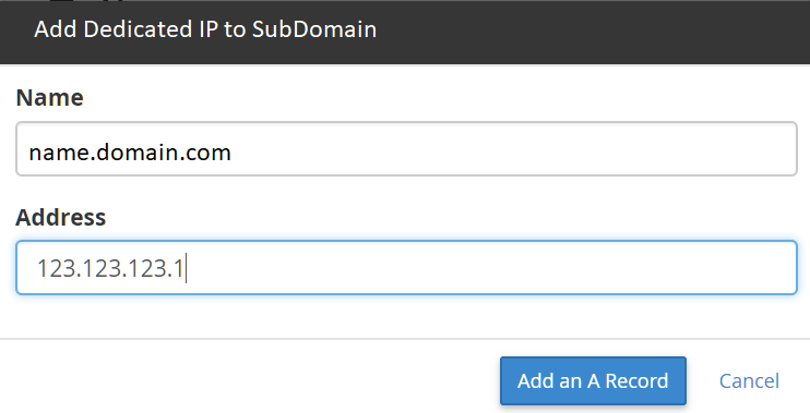 ip for subdomain